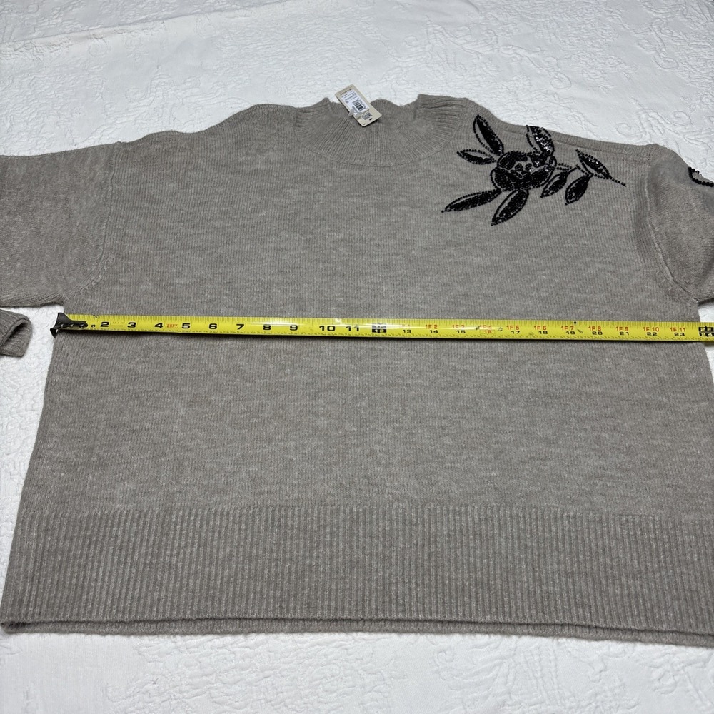 Ariat Beaded Floral Western Mock Neck Sweater NWT XL Oatmeal Heather - Picture 6 of 16